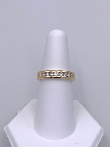 14 Karat Yellow Gold Round Brilliant Diamond Channel Set Band